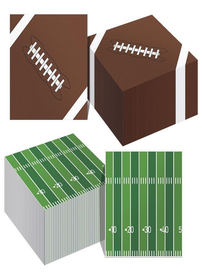 QEYMN Football Napkins, Football Party Decorations, 100 PCS Disposable Football Paper Napkins, Football Cocktail Napkins, Decorative Dinner Hand Napkins for Superbowl Tailgate Party Decorations Supplies - Image 1